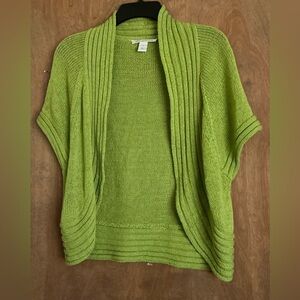 Kenneth Cole New York Cap Sleeve Crop Short Open Cardigan Lime Green M